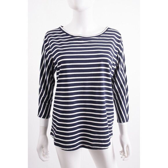 Boden Womens Shirt Top UK 8 US 4 Navy Blue White Striped 3/4 Sleeve NWOT - Picture 1 of 6